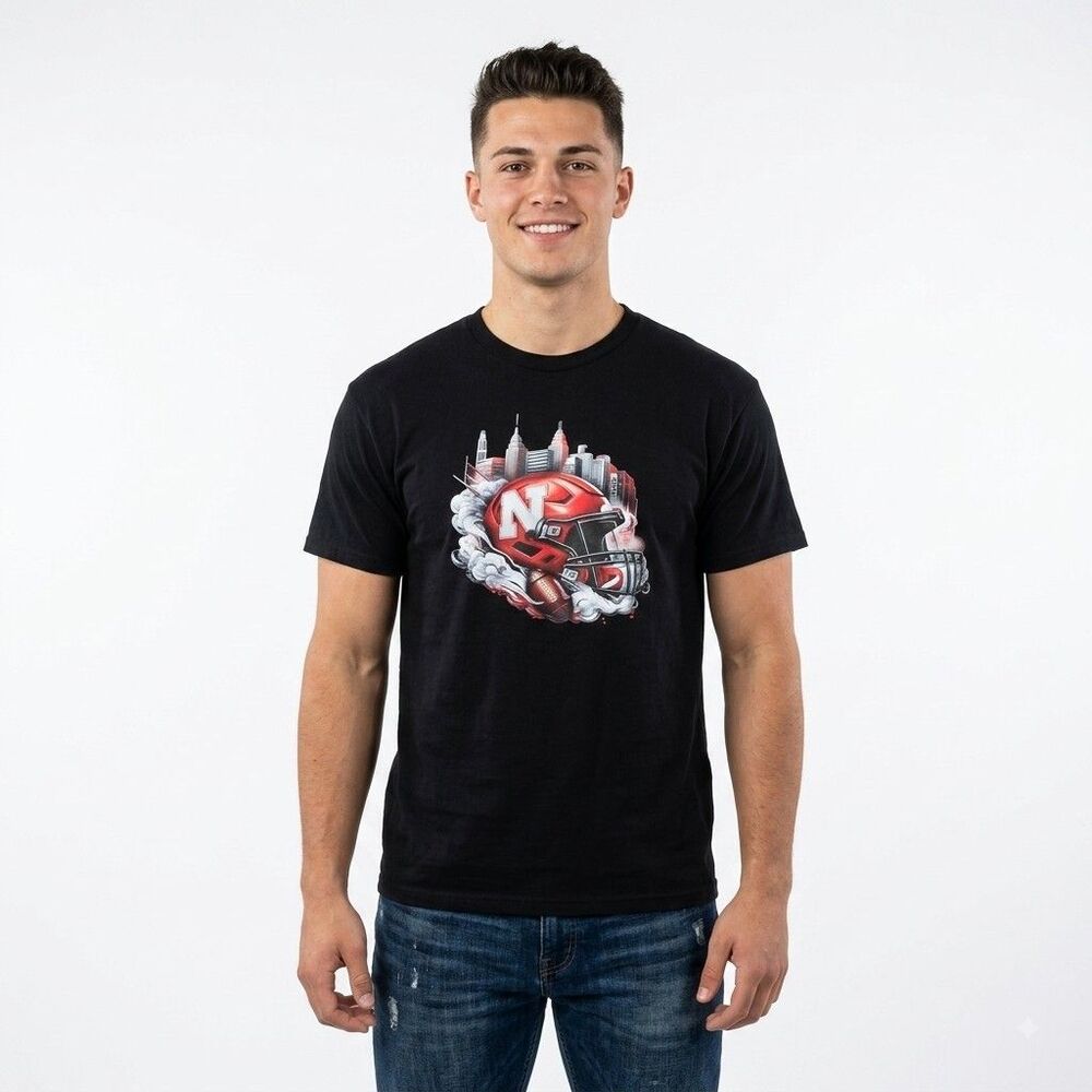 Comfort Colors Nebraska Cornhuskers T-Shirt Men's Large Black Linoln Skyline